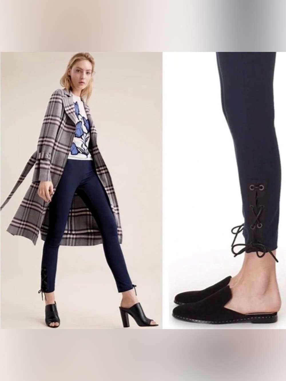 Rag & Bone Navy Simone Lace-Up Ankle Pants Size 6 designer contemporary office